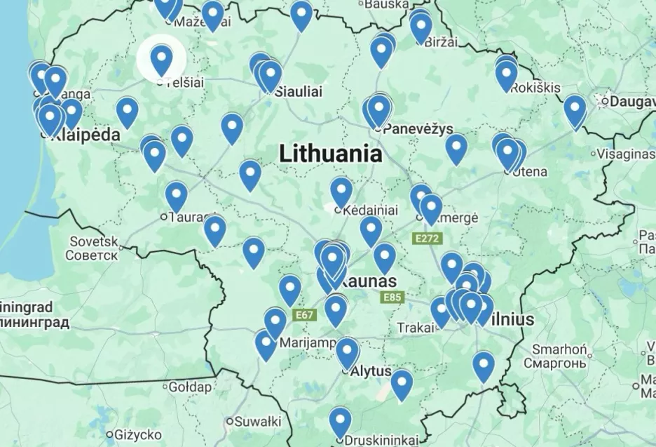 Llietuvos vezeju zemelapis